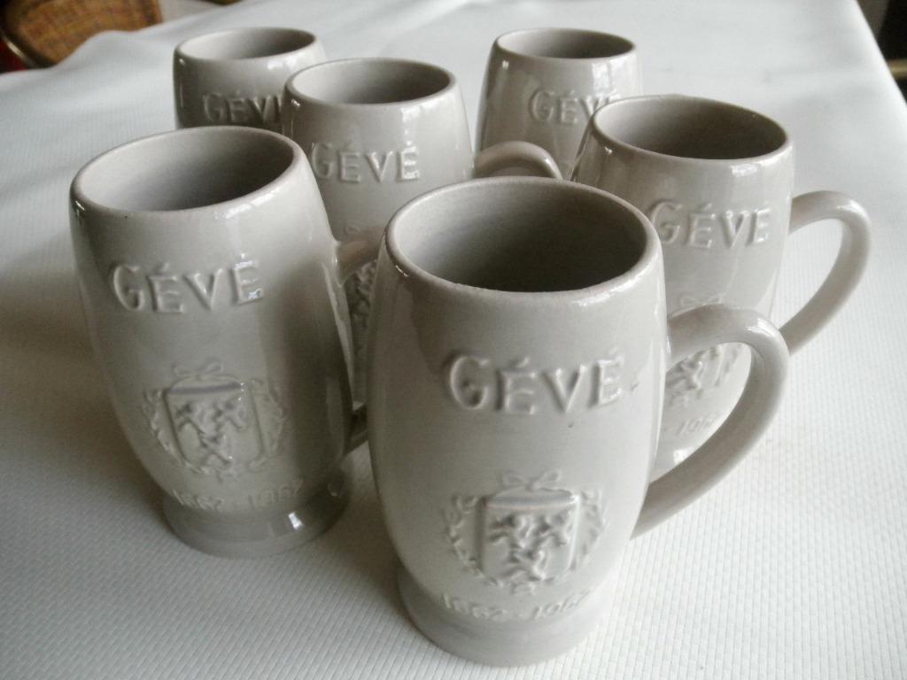 Lot 6 chopes en grès - Brasserie Gévé 300 ans 1662-1962, Enlèvement, Utilisé, Chope(s), Autres marques