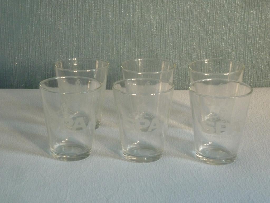 6 Waterglazen met Logo 'Spa', Glas of Glazen, Nieuw, Ophalen of Verzenden, Glas