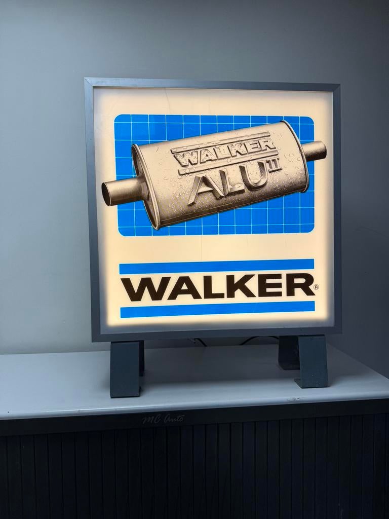 WALKER uitlaten reclame lichtbak, Verzamelen, Ophalen, Gebruikt, Lichtbak of (neon) lamp