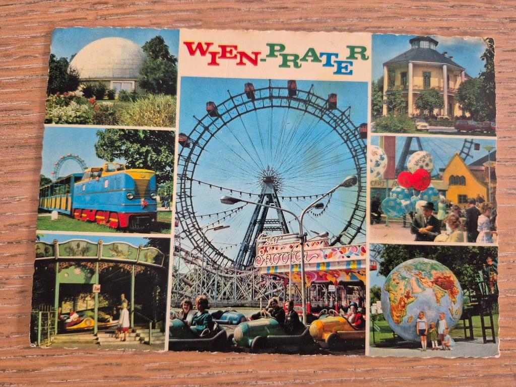 Postkaart Wiener Prater rad, Verzamelen, Ophalen of Verzenden, Gelopen
