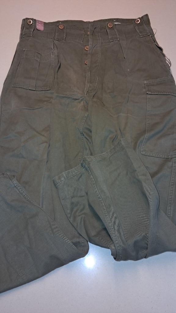 BELGIQUE - ABL - PANTALON DE TOILE BATTLE DRESS - 1959, Ophalen of Verzenden, Landmacht, Kleding of Schoenen