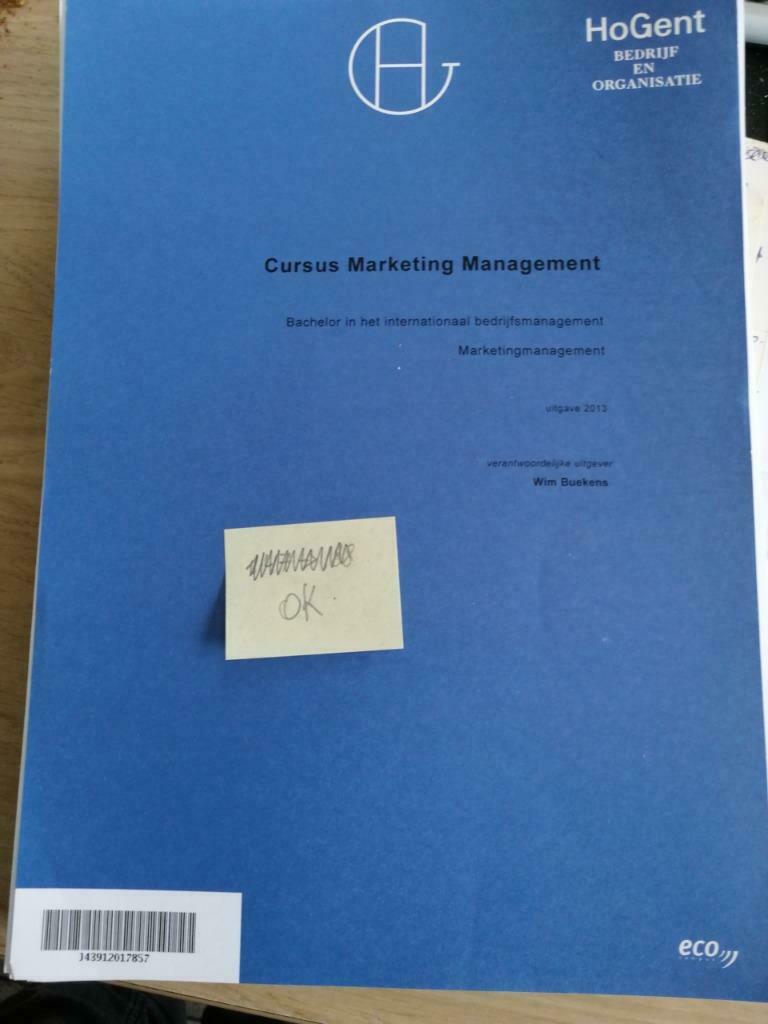 CURSUS MARKETING MANAGEMENT, Boeken, Studieboeken en Cursussen, Ophalen of Verzenden, Zo goed als nieuw