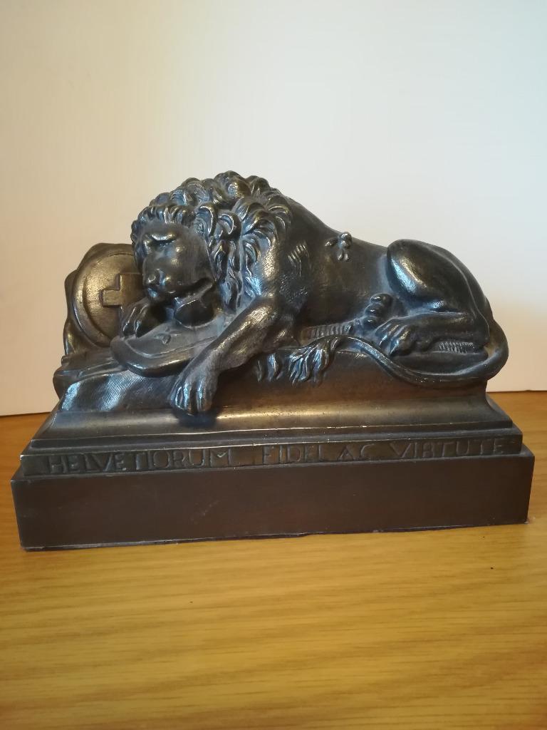 Vintage beelden / boekensteunen Lions of Lucerne, Ophalen of Verzenden, Brons, Beeld