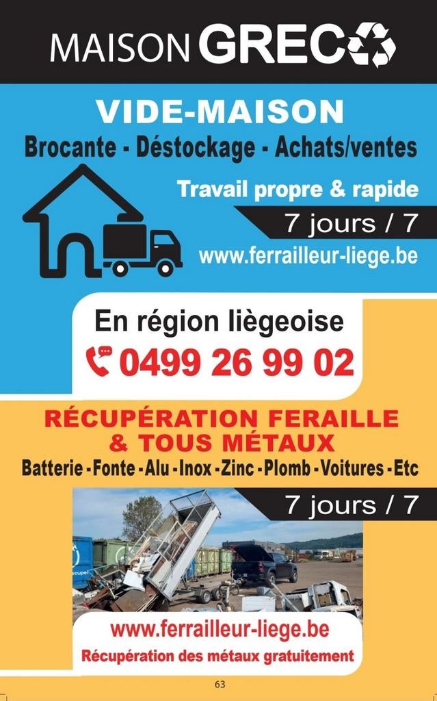 Vide maison liège ,déménagement, transport, nettoyage,etc..