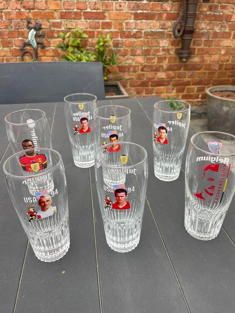 7 verres bière football 94…possibilité achat à la pièce, Enlèvement ou Envoi, Comme neuf