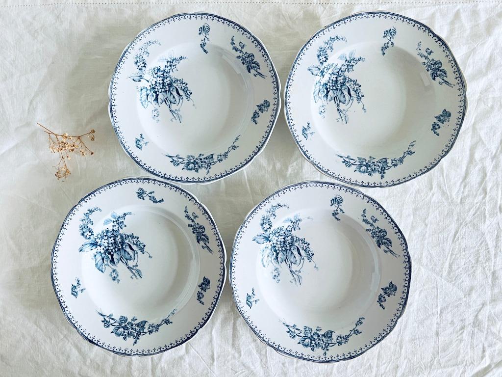 4 assiettes creuses Petrus Regout Meibloem, Enlèvement ou Envoi
