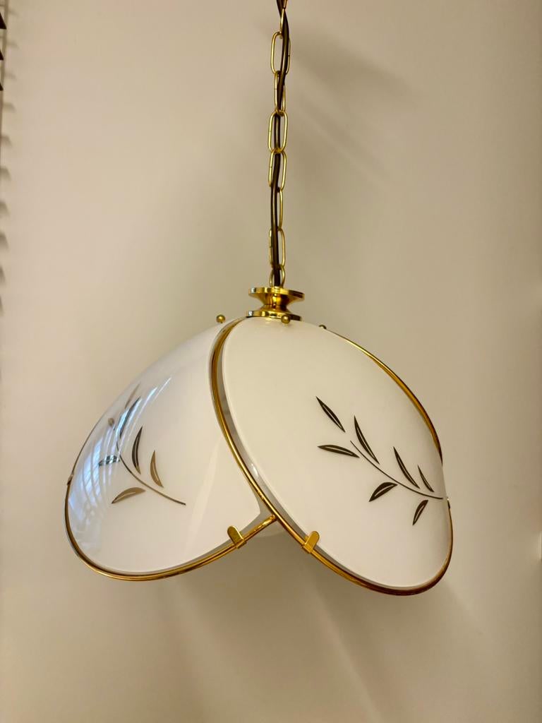 Vintage hanglamp in melkglas, Ophalen, Gebruikt, Glas, Vintage