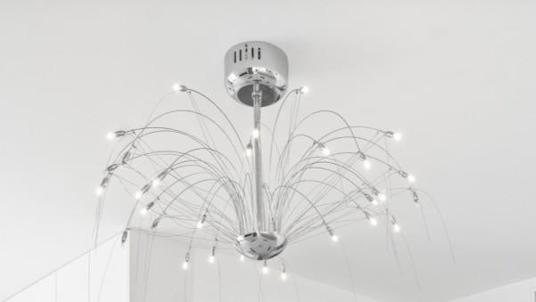 moderne luster, Huis en Inrichting, Lampen | Kroonluchters, Ophalen, Zo goed als nieuw, Modern, aluminium en ledlampjes