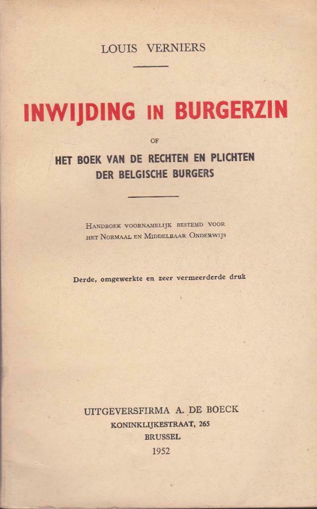 Louis Verniers, Inwijding in burgerzin., Boeken, Schoolboeken, Ophalen of Verzenden, Gelezen, ASO, Maatschappijleer