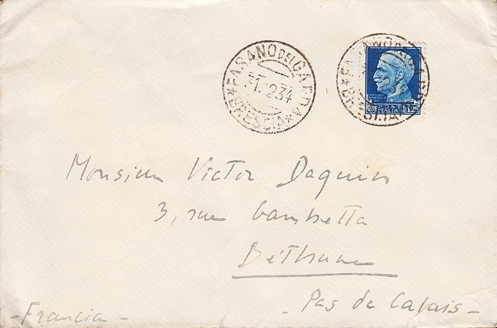 1929 - ITALIË - Brief + Serie Imperiale [Y&T 234] + FASANO, Verzenden, Gestempeld