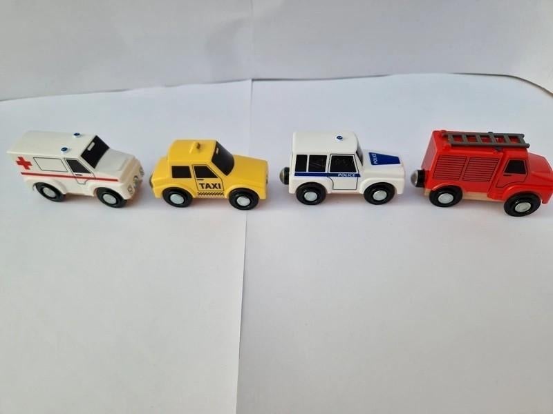 Set van 4 houten circuitvoertuigen, Overige merken, Gebruikt, Onderdelen, Ophalen of Verzenden