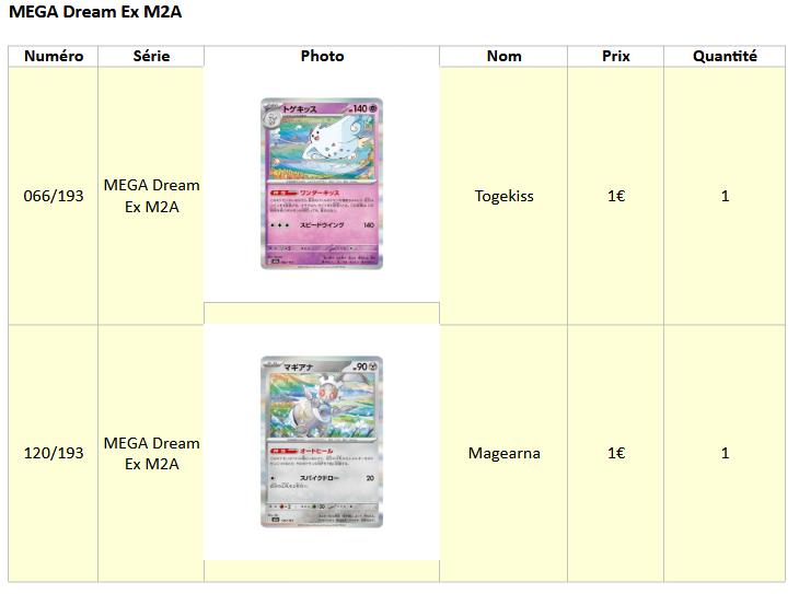 Cartes Pokémon MEGA Dream Ex M2A (japonaises), Enlèvement, Comme neuf, Cartes en vrac