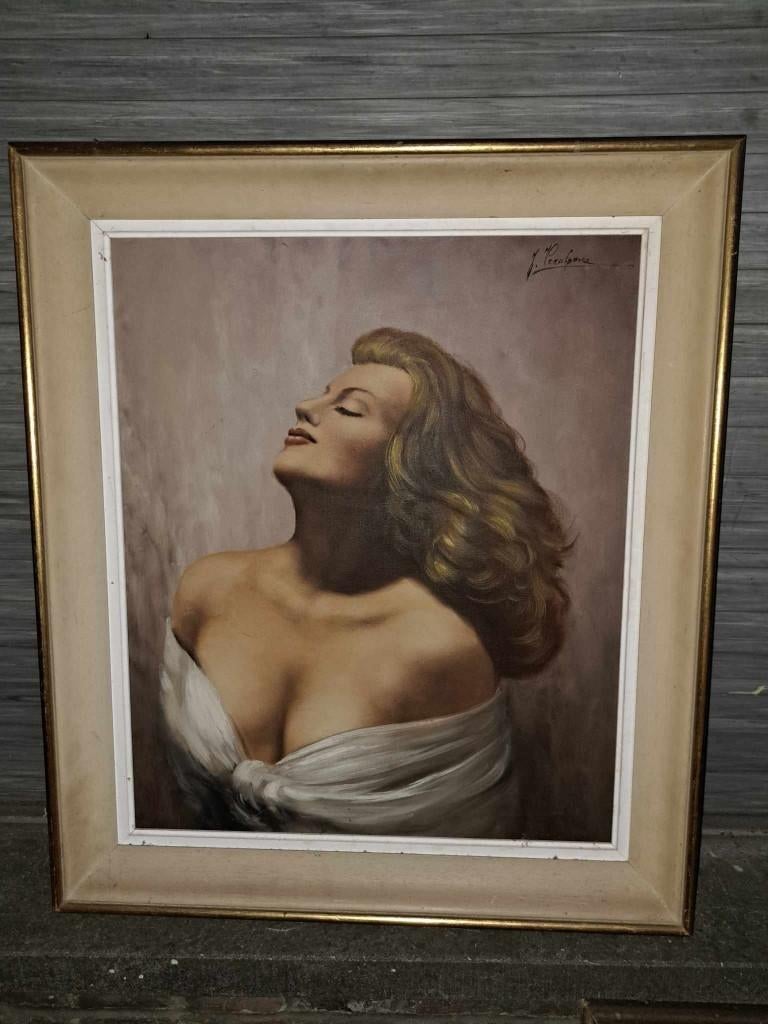 huile sur toile femme signe J.Verulpens, Antiek en Kunst, Ophalen of Verzenden