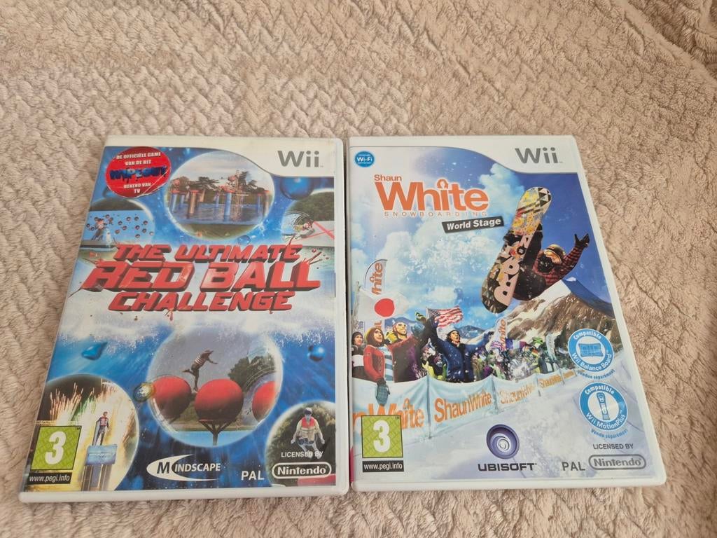 Set 2 Nintendo Wii-spellen: Shaun White Snowboarden + Red Ba, Ophalen of Verzenden, Gebruikt