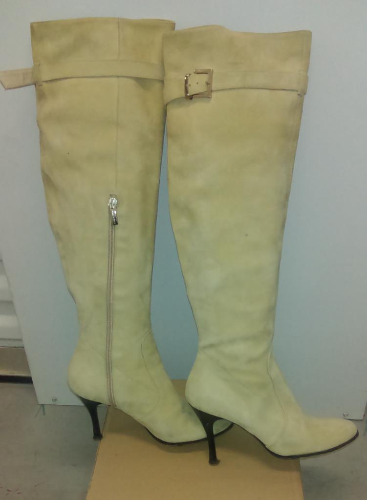 638* prachtige beige leren laarzen/waadpakken (37), Verzenden, Gedragen