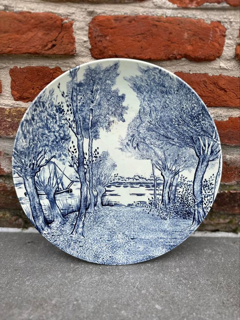 Blauw bord sierbord Delft blauw wandbord, Ophalen of Verzenden