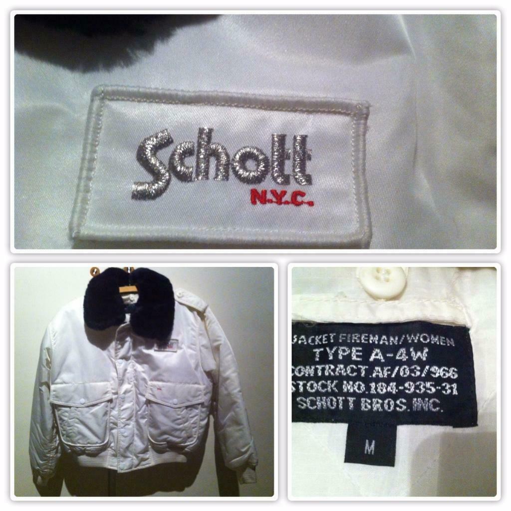 witte Schott NYC Bomber Jacket, Ophalen of Verzenden, Gedragen, Maat 38/40 (M), Wit
