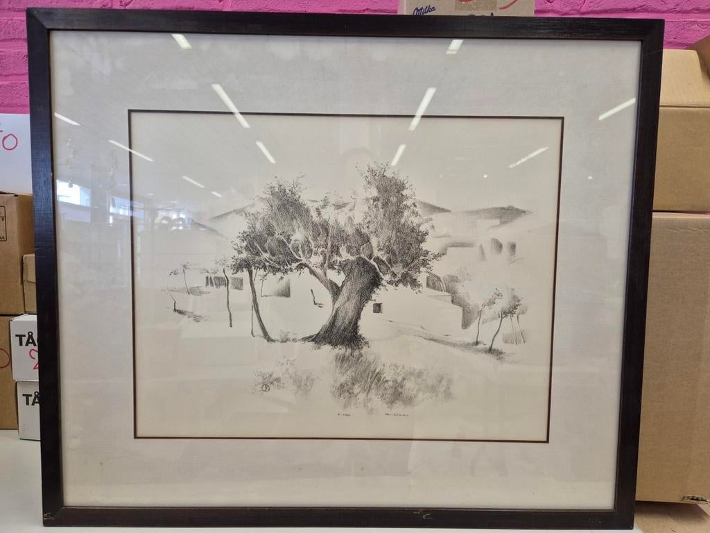 Ingelijste tekening, Antiek en Kunst, Ophalen