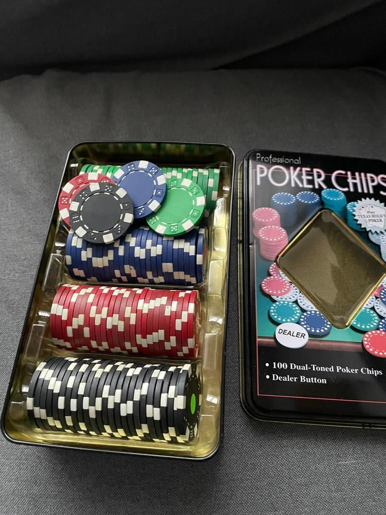 100 poker chips, Ophalen, Zo goed als nieuw