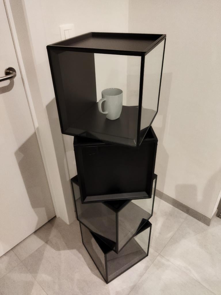 Vitrine display kubus glas 4 stuks, Ophalen, Zo goed als nieuw, Glas