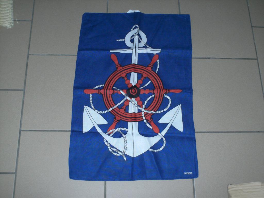 linge de cuisine KREIER en lin marine vintage, Ophalen of Verzenden
