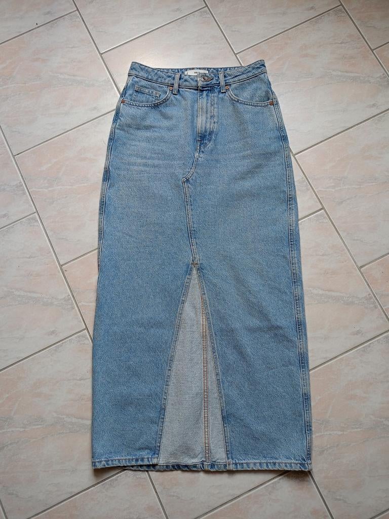 Spijkerrok, Kleding | Dames, MNG, Zo goed als nieuw, Maat 36 (S), Onder de knie
