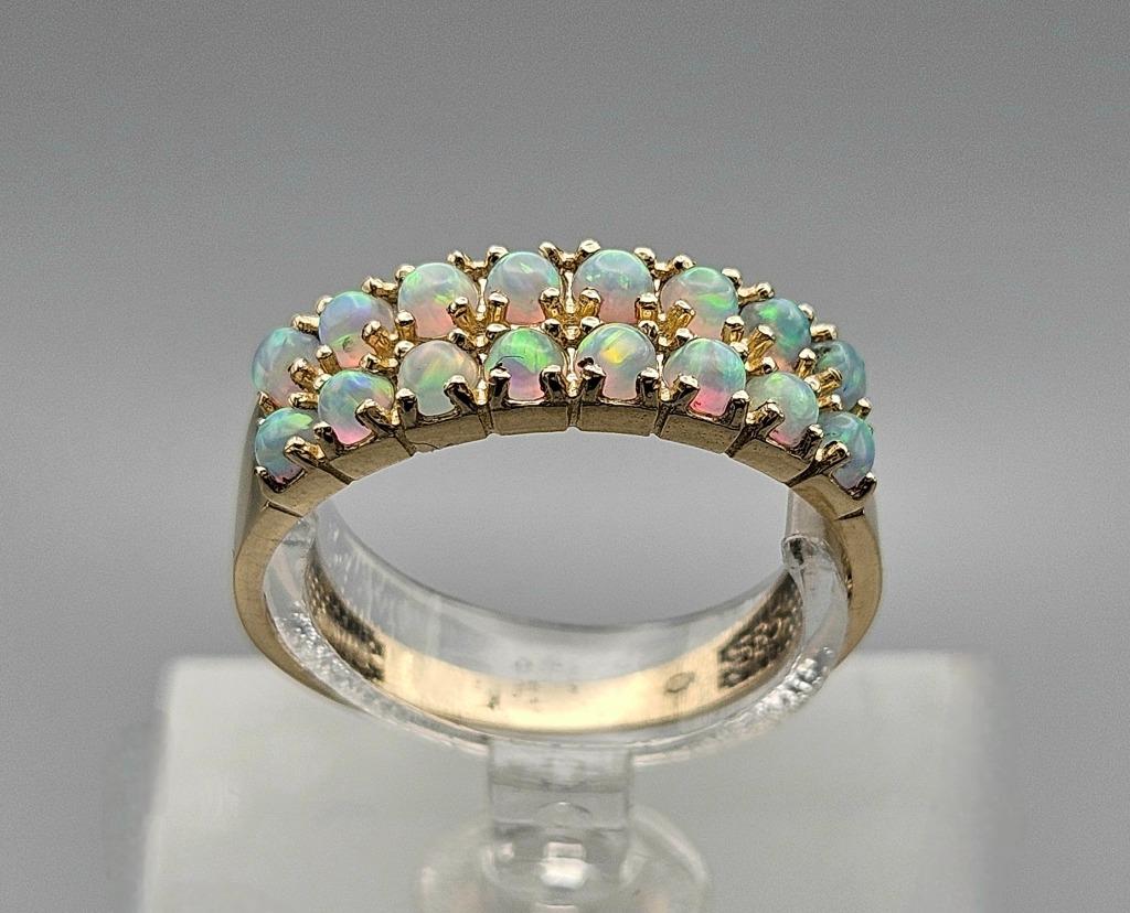 Bague vintage en or avec pierre précieuse opale. 2024/624., Bijoux, Sacs & Beauté, Bagues, Comme neuf, Femme, 18 à 19, Autres couleurs