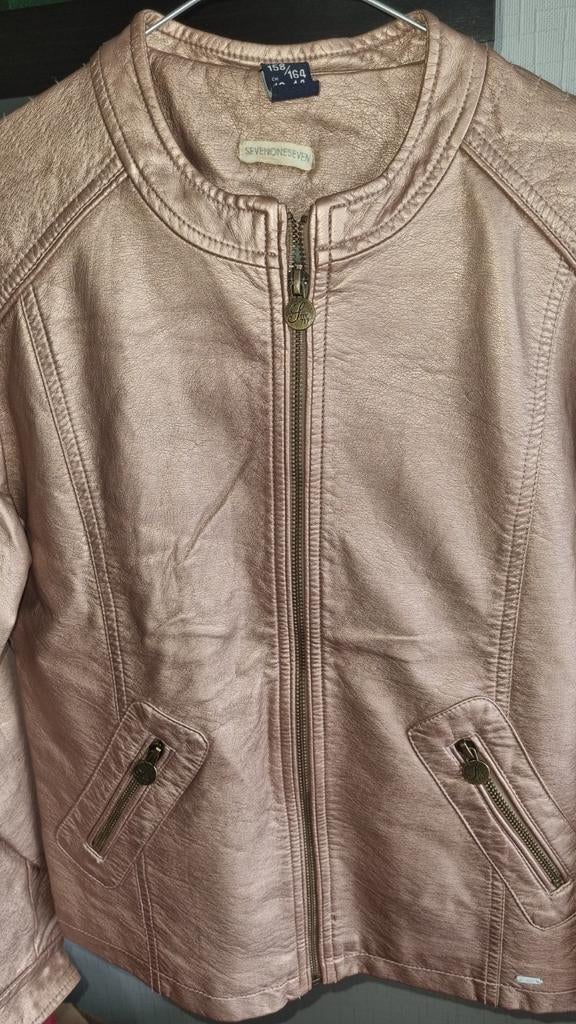 Mooie lederlook jas maat 164, Kinderen en Baby's, Ophalen, Gebruikt, Meisje, Sevenoneseven
