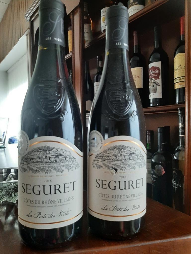 2x Séguret Côtes du Rhône Villages 2018, Verzamelen, Ophalen of Verzenden, Zo goed als nieuw, Frankrijk, Rode wijn