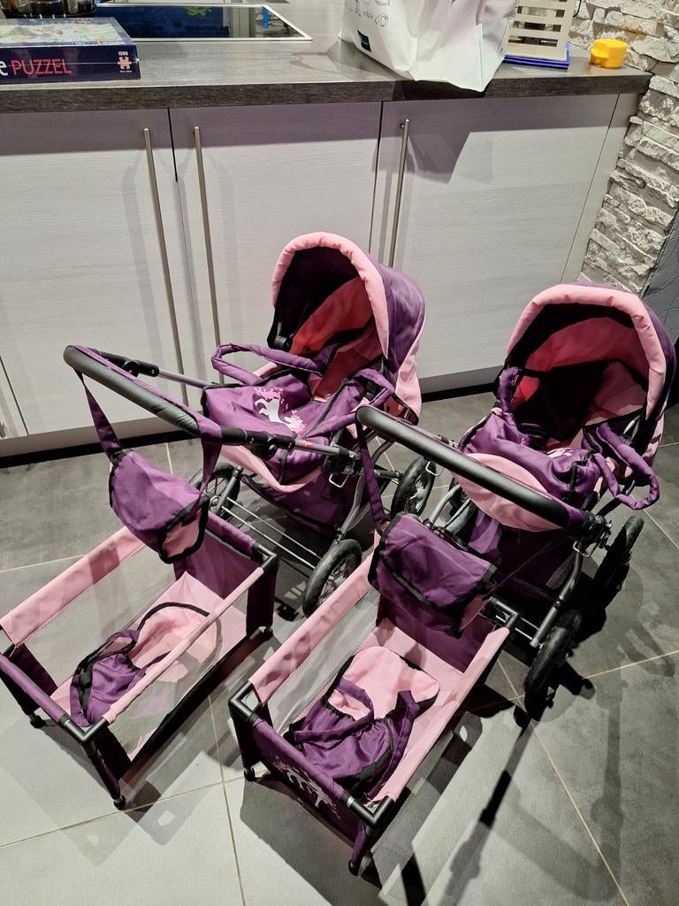 2 Sets poppenwagen, bed, draagmand, draagzak Bayer Design, Kinderen en Baby's, Ophalen, Gebruikt, Babypop