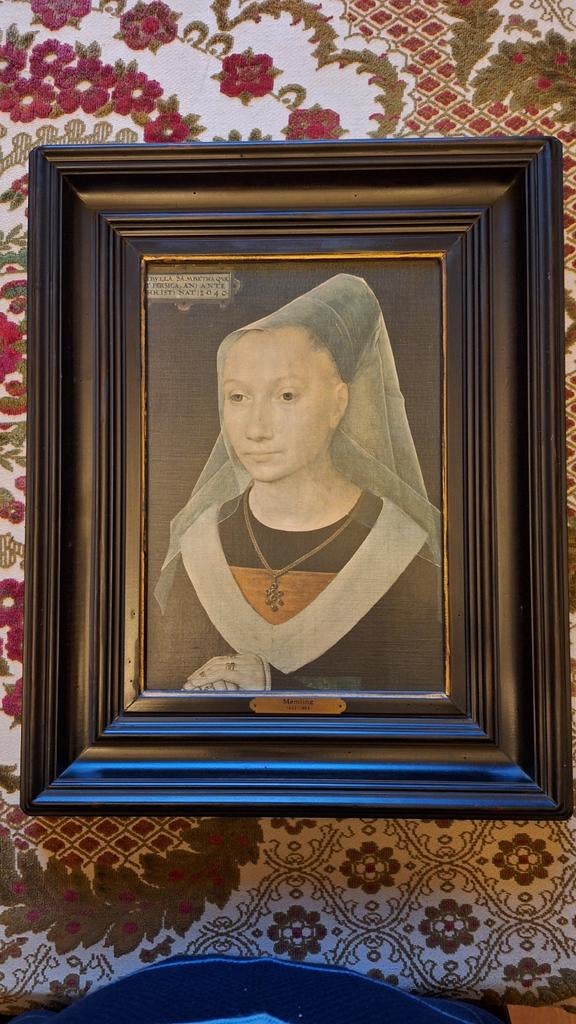 Reproductie op doek – Hans Memling –  – lijst inbegrepen, Ophalen of Verzenden