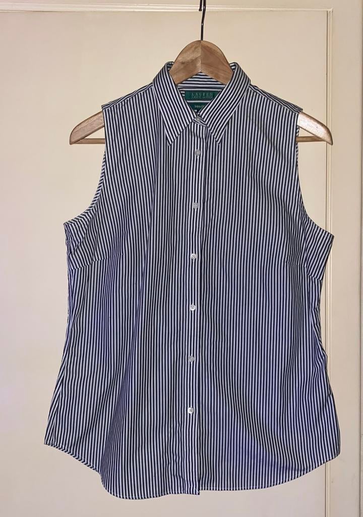 🔥 Ralph Lauren top - blauw/wit gestreept - M, Vêtements | Femmes, Habits de circonstance, Comme neuf, Taille 38/40 (M), Bleu