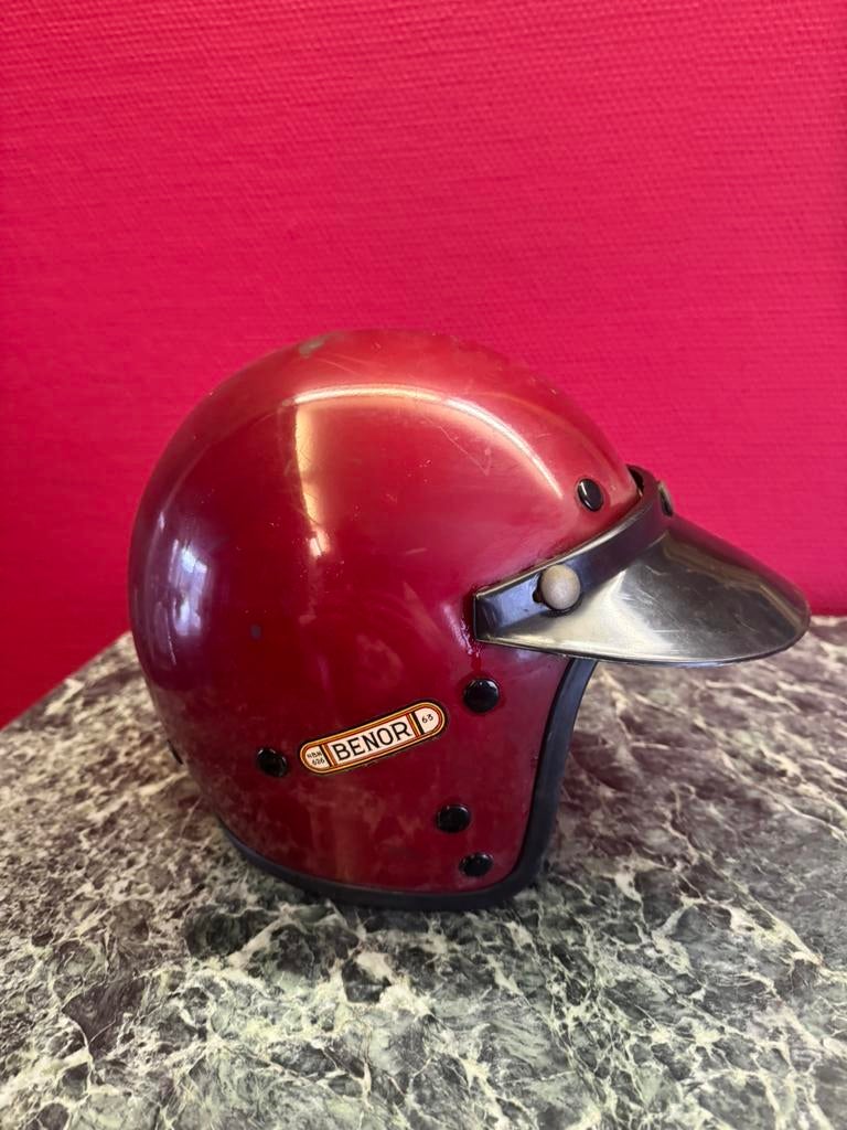 Vintage bromfietshelm, Fietsen en Brommers, Brommerhelmen, Gebruikt, Ophalen