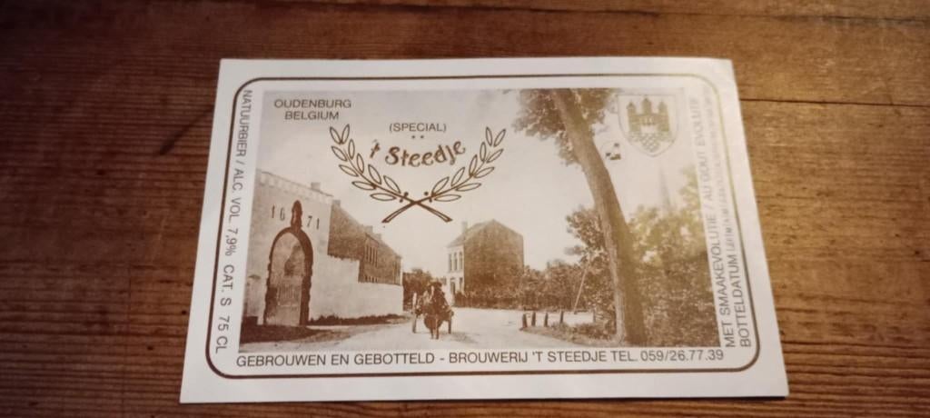 Brasserie bière étiquette T'Steedje Special, Enlèvement ou Envoi, Comme neuf, Panneau, Plaque ou Plaquette publicitaire, Autres marques
