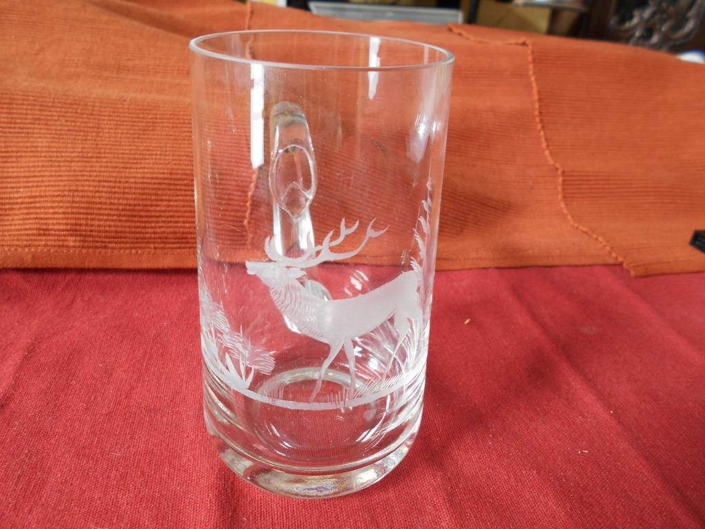 Chope ancienne en verre gravé, Antiquités & Art, Enlèvement ou Envoi