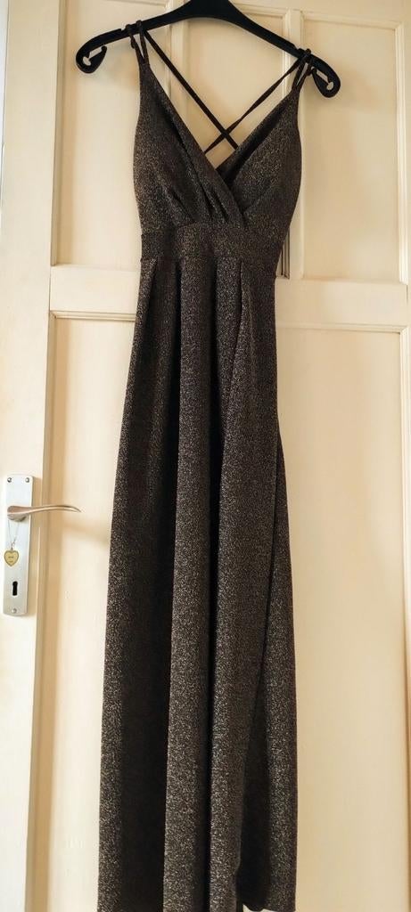 Robe longue de soirée dorée effet paillettes, Ophalen, Zo goed als nieuw