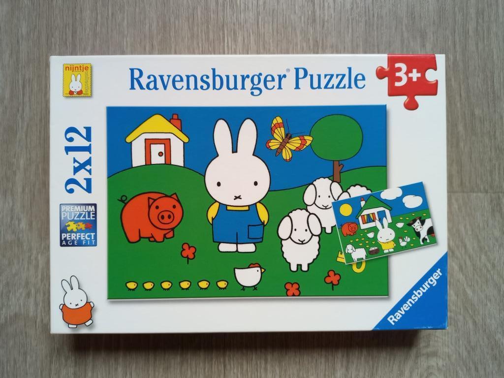 Ravensburger puzzle/puzzel 'Nijntje bij de dieren' 2 x 12 st, Kinderen en Baby's, Ophalen, 10 tot 50 stukjes, Gebruikt, 2 tot 4 jaar