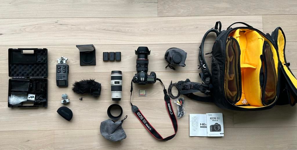 Canon EOS 5D Mark III + lenzen + accessoires, Audio, Tv en Foto, Fotocamera's Digitaal, Zo goed als nieuw, Canon