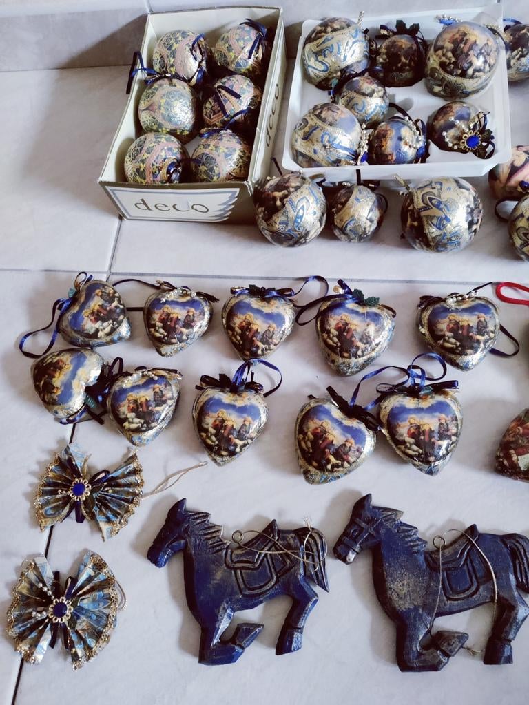 Retro blauwe kerstset, Diversen, Ophalen of Verzenden, Zo goed als nieuw