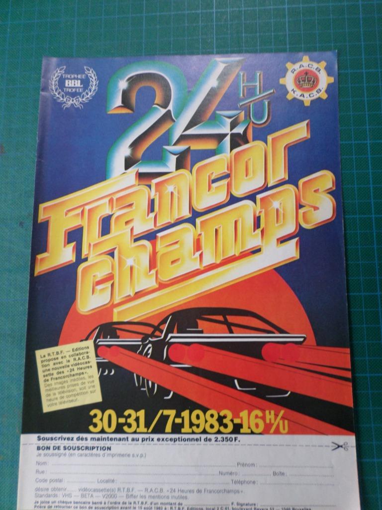 24H de Francorchamps - publicité papier - 1983, Ophalen of Verzenden, Gebruikt, Overige typen