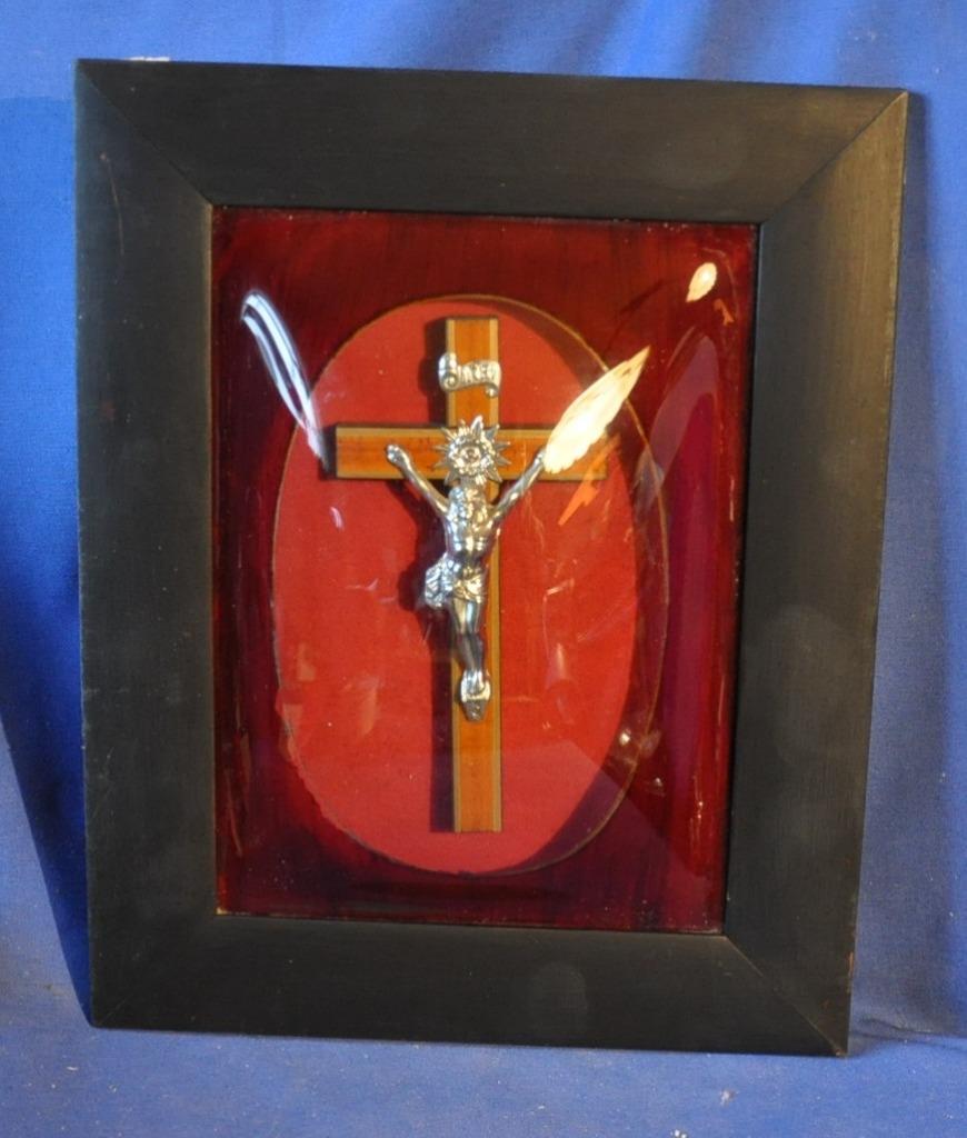 cadre mural bombé avec crucifix, Ophalen of Verzenden