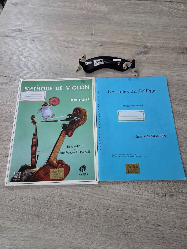 Epaulière violon 1/2 1/4 + livres, Musique & Instruments, Enlèvement, Comme neuf, Violoncelle