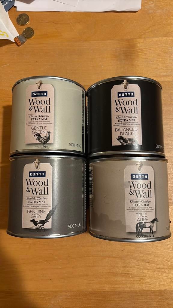 Wood & Wall extra mat verf (x4), Ophalen, Zo goed als nieuw, Verf
