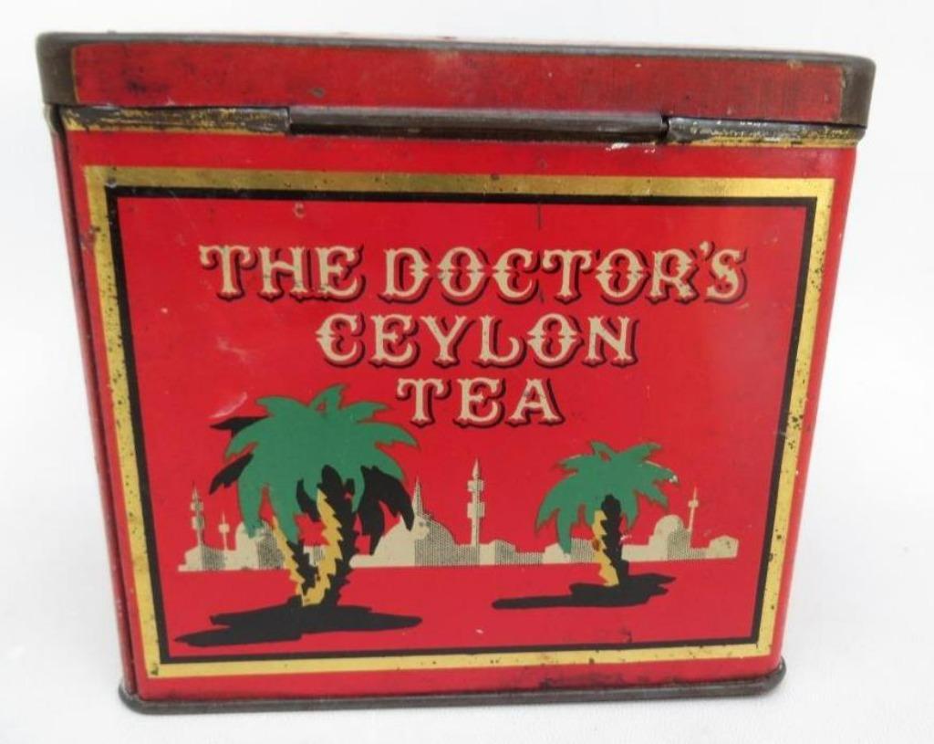 ancienne boîte en fer blanc vide vintage The Doctor's Ceylan, Enlèvement ou Envoi, Utilisé, Thé, Autres marques