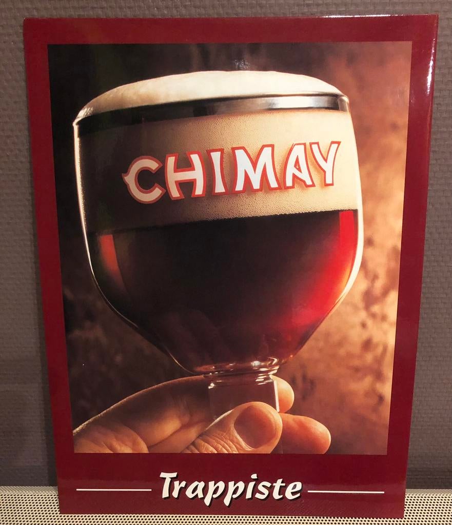 Reklamebordje Trappist Chimay karton, Verzamelen, Ophalen of Verzenden, Nieuw, Reclamebord, Plaat of Schild, Overige merken