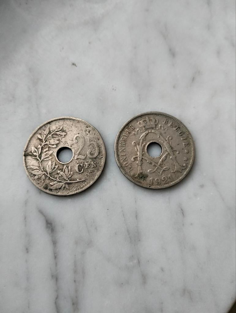 25 Cent, Koninkrijk België, 1921, Postzegels en Munten, Munten | België, Ophalen of Verzenden