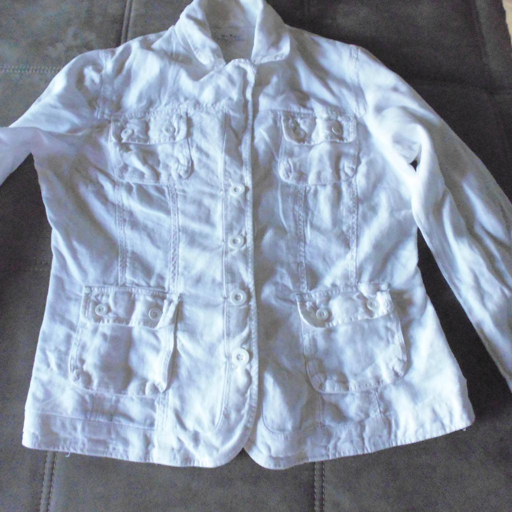 wit jasje 100% linnen m 44, Enlèvement ou Envoi, Blanc, Manteau