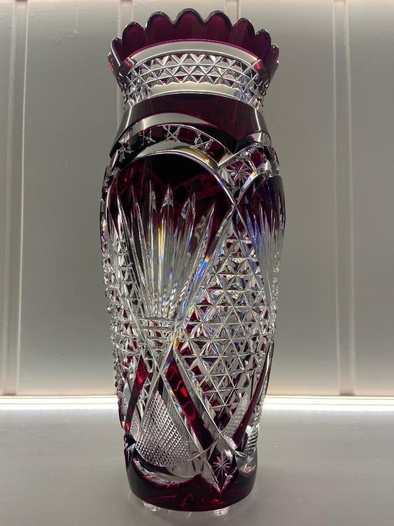 Val Saint Lambert- Val - Vase Andover taillé « Léon » (1926), Antiquités & Art, Antiquités | Verre & Cristal, Enlèvement ou Envoi