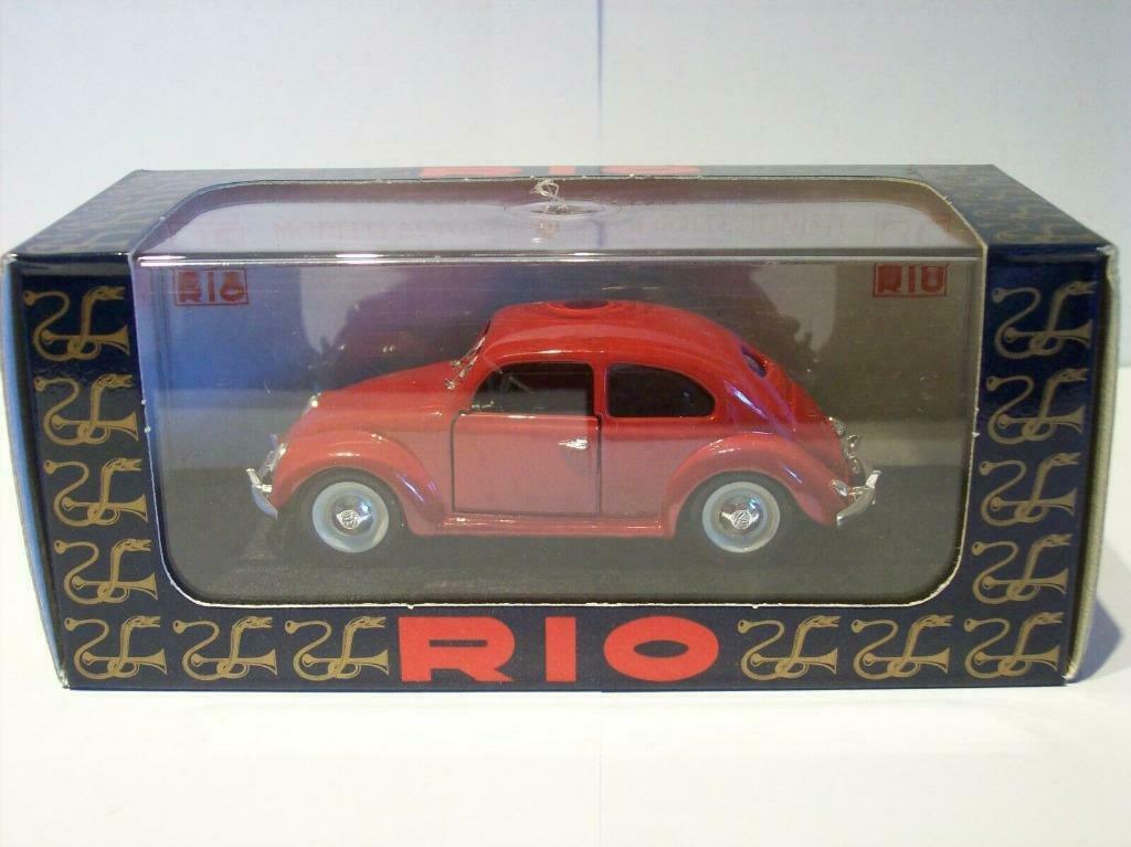 1:43 Rio 88 Volkswagen Kever 1949 donkerrood, Ophalen of Verzenden, Zo goed als nieuw, Auto, Overige merken