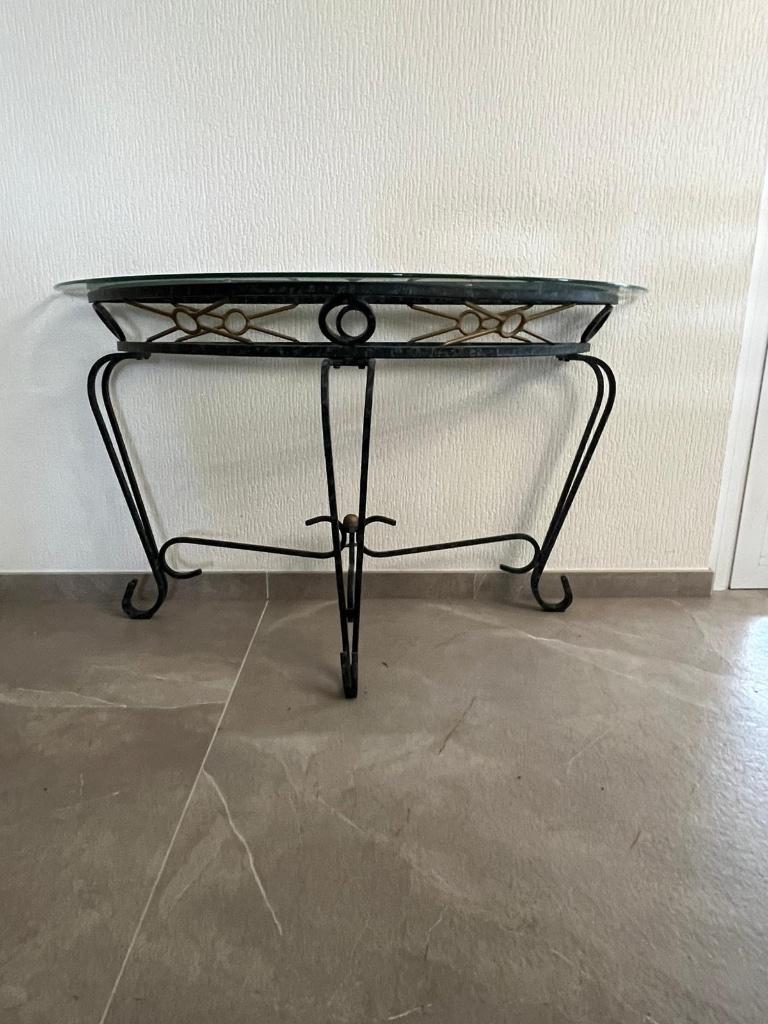Console en fer et verre, Ophalen, Classique, 75 cm of meer, Glas